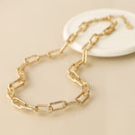 Golden textured paperchain link necklace