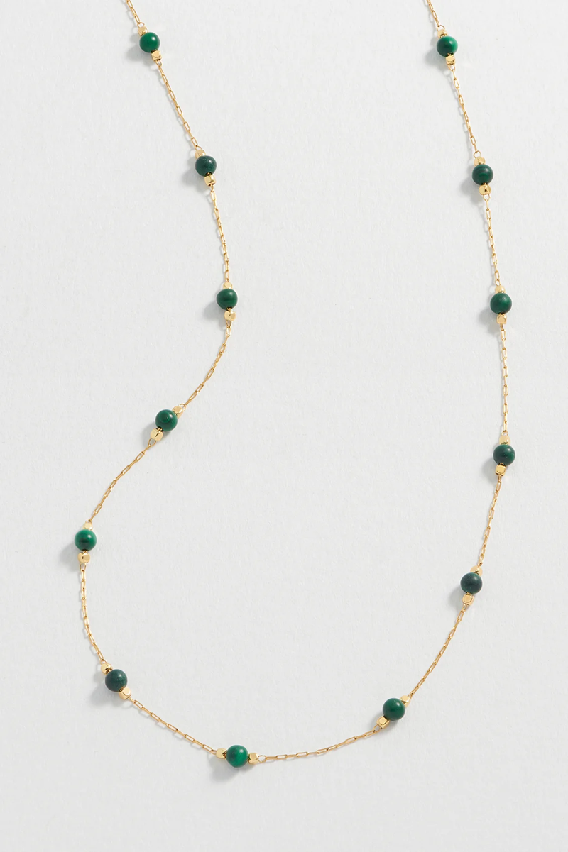 Wellness Malachite Beaded Chain Necklace