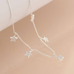 Silver plated chain and crystal star drops necklace