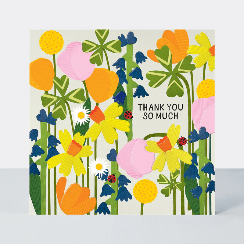 Thank You/Paper Cut Spring Blooms & Ladybirds Card