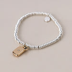 Silver plated amulet and heart charm bracelet