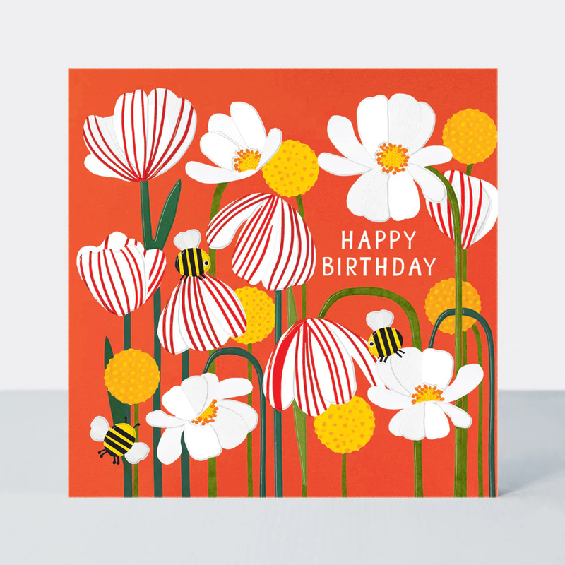 Happy Birthday/Paper Cut Petals & Seed Heads Card
