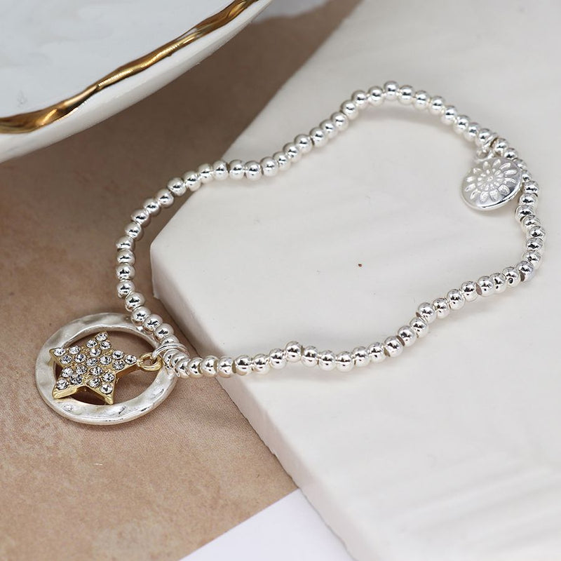 Silver plated bracelet with hoop and crystal star