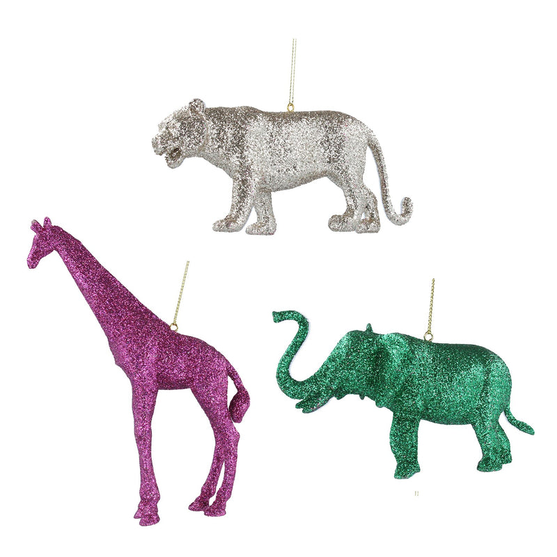 Acrylic Dec 7cm - Glittered Wild Animals