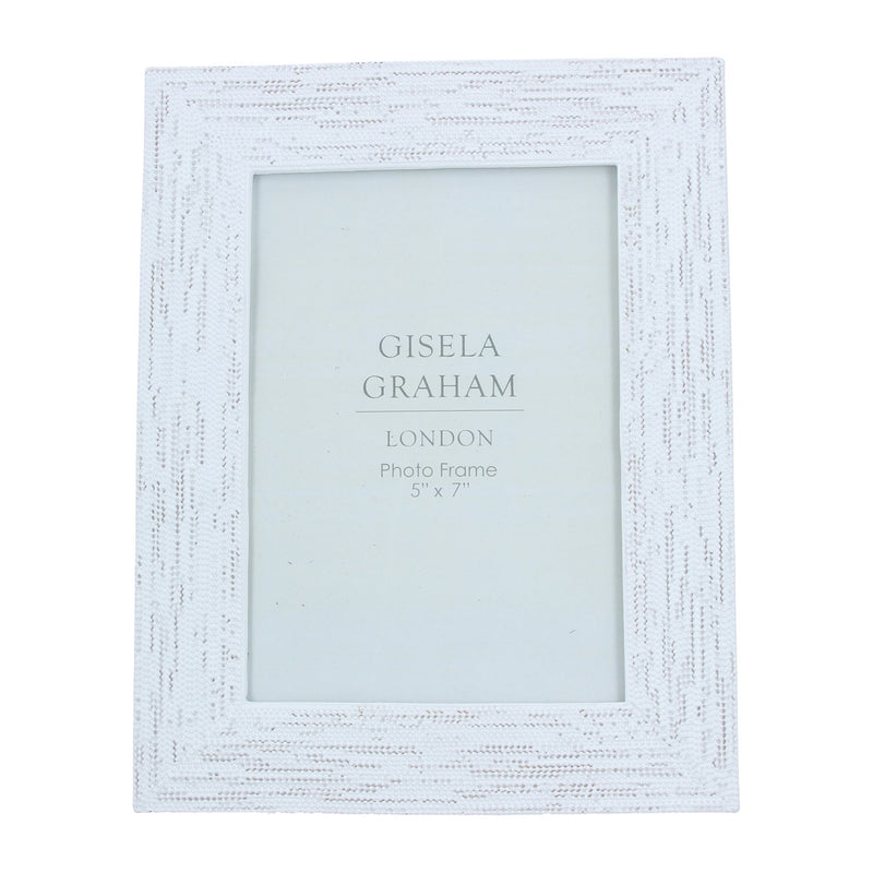 White Wash Beaded Resin Photo Frame