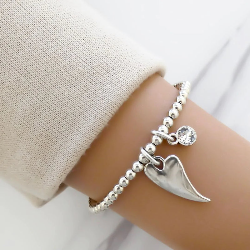 Mini chilli shaped heart charm and Swarovski crystal bracelet