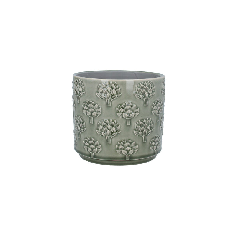 Small Green Artichoke Stoneware Pot Cover