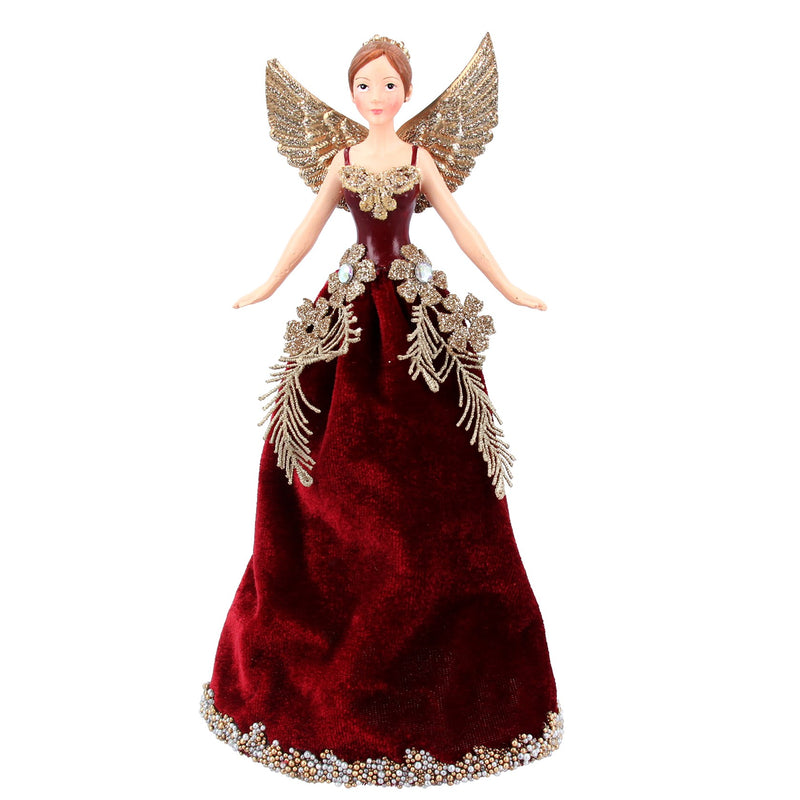 Tree Topper 18cm - Lux Burgundy Velvet Fairy