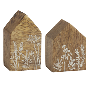 Meadow flowers carved house block