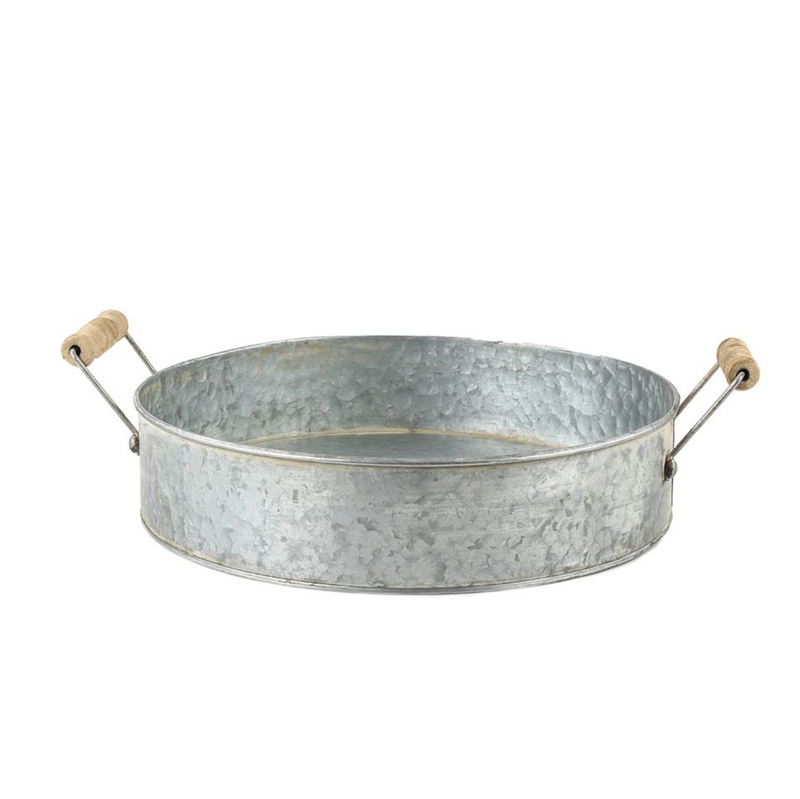 Zinc Round Tray with Handles