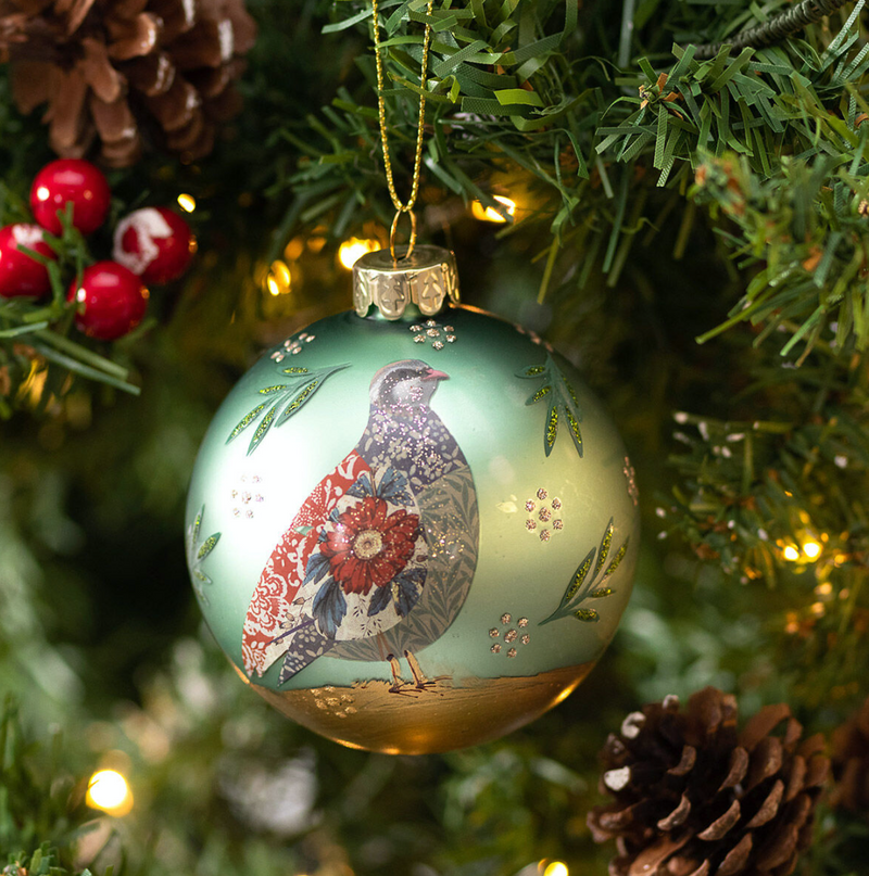 Partridge Glass Bauble