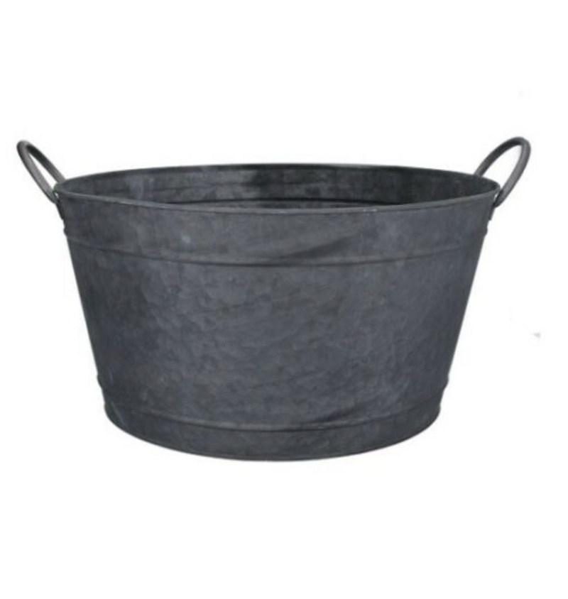 Round zinc pot with handles