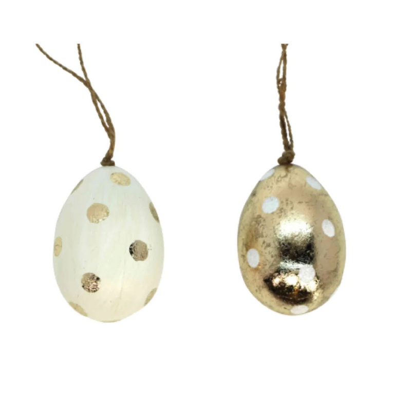 Gold and White Polka Dot Egg Decoration