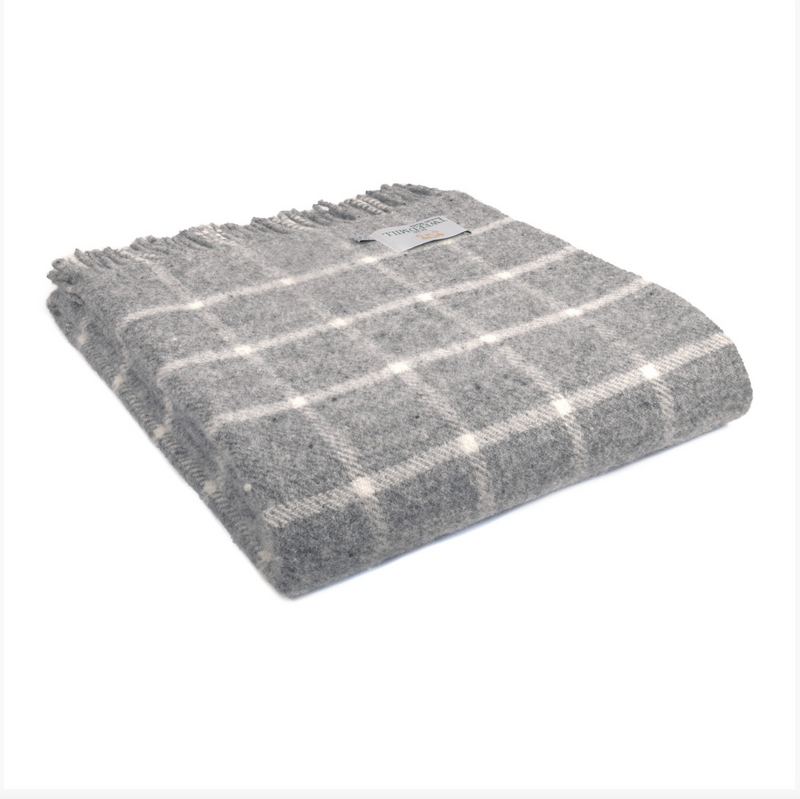 Tweedmill Lifestyle Chequered Check Grey Throw