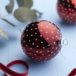 Glass Bauble 8cm - Shiny Red/White Mini Dot