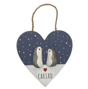 Cariad Penguin Heart Hanging