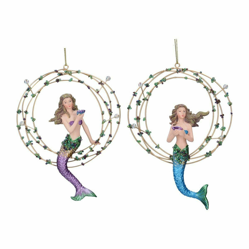 Resin 'Atlantis' Mermaid in Ring Dec, 2as,  (LxWxD) 14x12x2cm